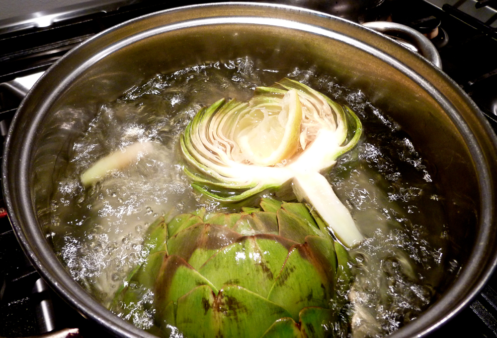 boiling artichoke
