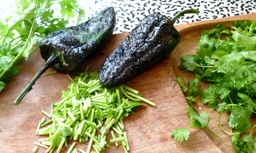 poblanos and cilantro